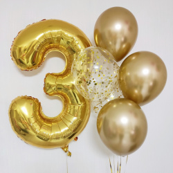 Цифра 3, Золото, 5 шаров