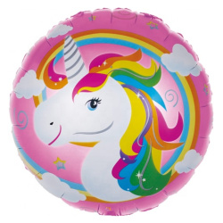 Гелиевый шар, Круг, Радужный единорог