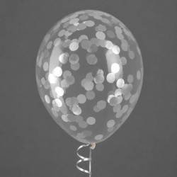 Шар с конфетти, Круги, Серебро, Хром
