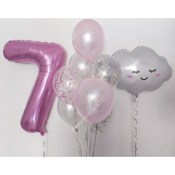 Композиция с Цифрой 7, Розовая №1