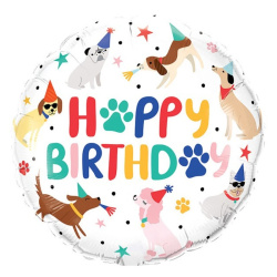 Гелиевый шар, Круг, С Днём Рождения, Собачки