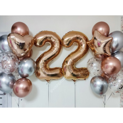 Композиция с Цифрой 22, Розовое золото №1