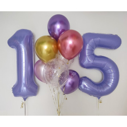 Цифра 15, Сиреневая, 7 шаров